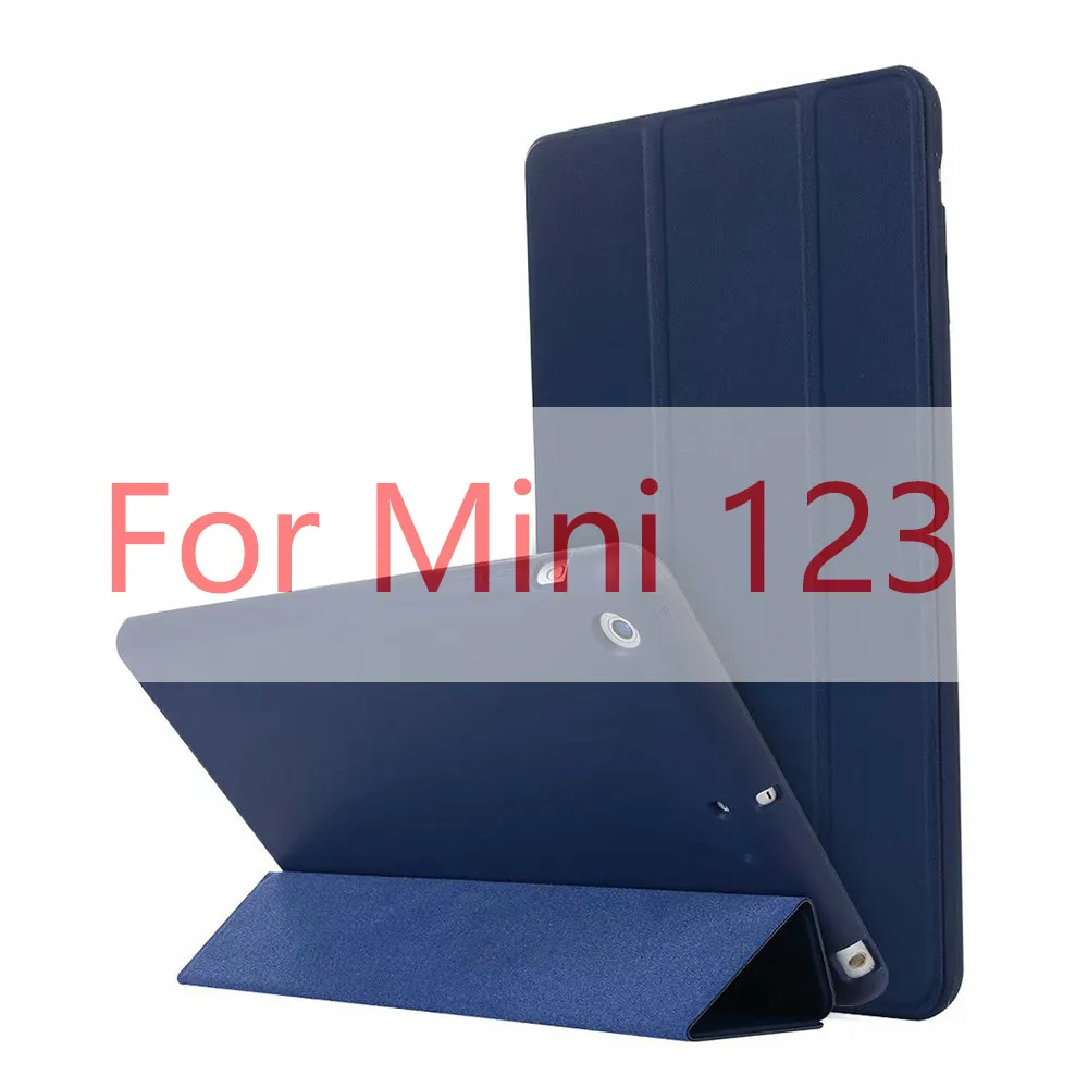 Для Apple iPad Mini 4 3 2 1 чехол, тонкий из искусственной кожи+ ТПУ Мягкий задний теплоотвод смарт-чехол для iPad Mini4 Mini 2 Чехол Funda - Цвет: Mini123 Dark Blue