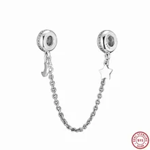 925 стерлингового серебра падающая звезда полумесяц Личная галактика безопасность цепочка ручная работа Fit PANDORA шарм для женщин ювелирных изделий SF030