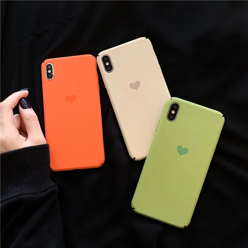 

Love heart print phone case for iphone XS Max XR Matte hard plastic case For iphone 6 6s 7 8 plus case back cover