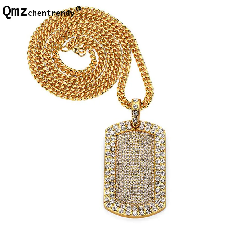 

Хип-хоп мужские полностью побрякушки AAA Iced Out горный хрусталь CZ Ювелирная бирка для собак кулоны длинная кубинская цепочка Ожерелье для мужчин женщин Подарки