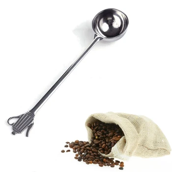 

Stainless Steel Scoop Seasoning Spoon Round Ladle Ice Cream Spoon Tool Long Handle Coffee Bean Measuring Spoon Coffee Scoop 2pcs