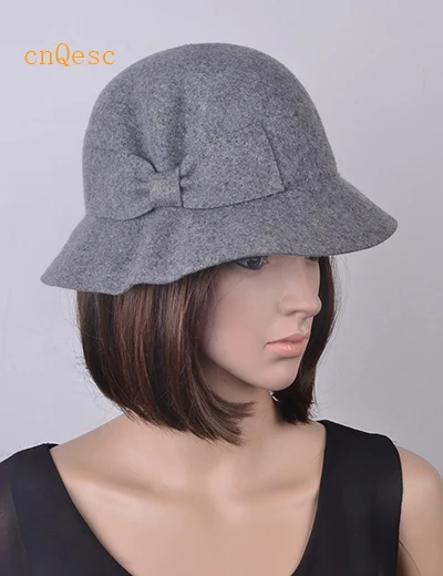 QHZ002 GREY Шерсти войлочная шапка зимняя шапка для зимы Церковь Дерби - Цвет: QHZ002 GREY