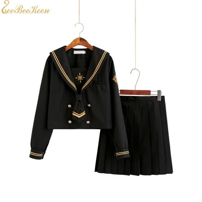 

Girls Japanese JK Lolita Suit Women Anime Cosplay Costume Summer Sailor Suit Star Moon Compass Embroidery Collage JK Uniform
