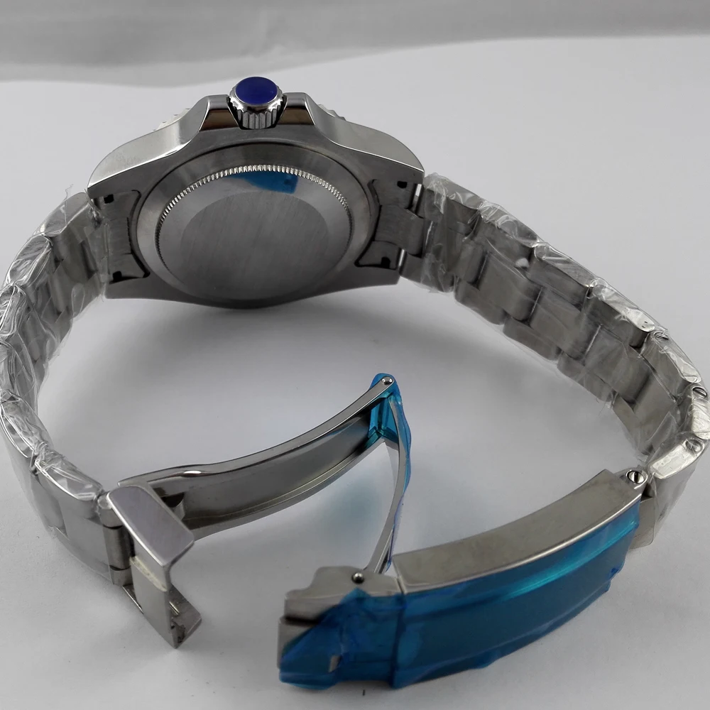 43 мм bliger черный циферблат GMT, синего и черного цветов керамический Безель сапфировое стекло Автоматическая Мужские часы P7