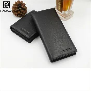 

F.N.JACK Designer Purse Mens Genuine Leather Cowhide Wallets Long Simple Bags Male Black Designer Card Wallet Money Bag 2019