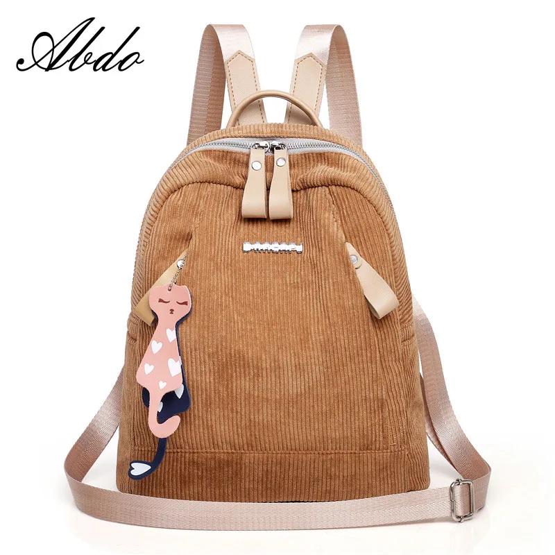 

Backpack 2019 new fashion corduroy ladies student bag luxury high quality leisure travel bag college style