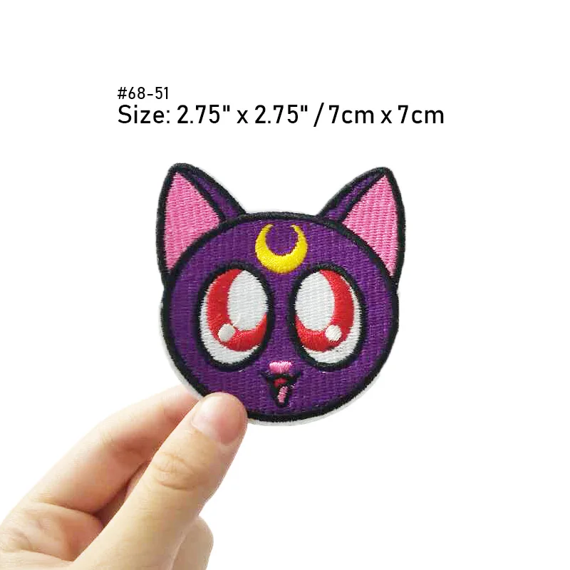 Sailor Moon Usagi's Carillion Luna Cat Face Diamond bow logo Time Key Japanese Anime Cartoon patch clothes Costume Embroidered - Цвет: Лазерный