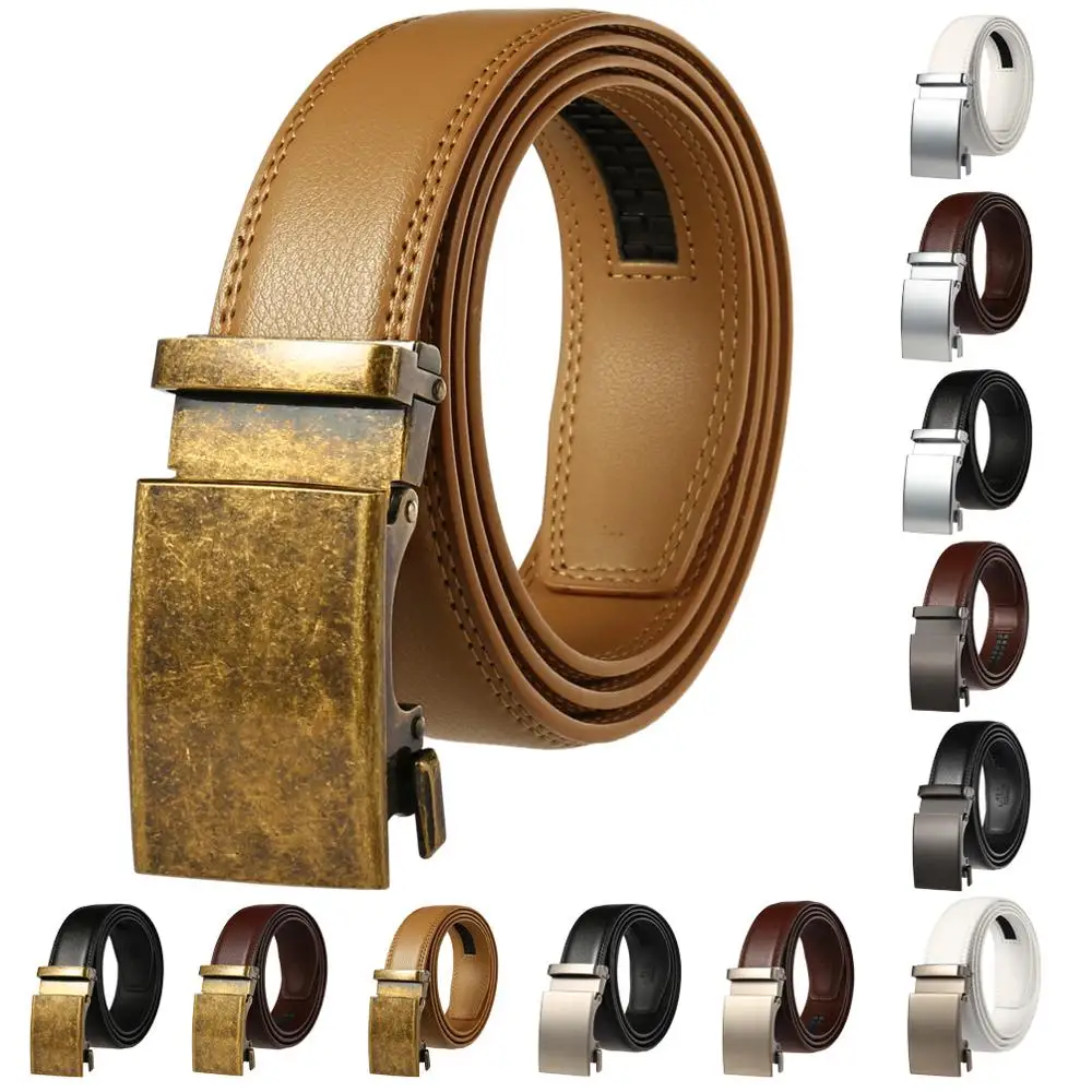 

Men's Belt Cow Leather Belts Brand Fashion Automatic Buckle Black Genuine Leather Belts for Men 3.5cm Width Strap