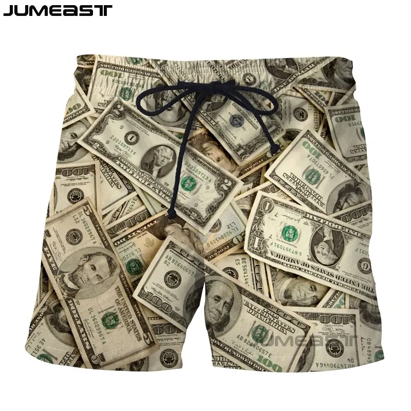 Бренд Jumeast мужские/женские шорты с 3D принтом доллара США, спортивные быстросохнущие пляжные повседневные спортивные штаны, короткие штаны - Цвет: 5