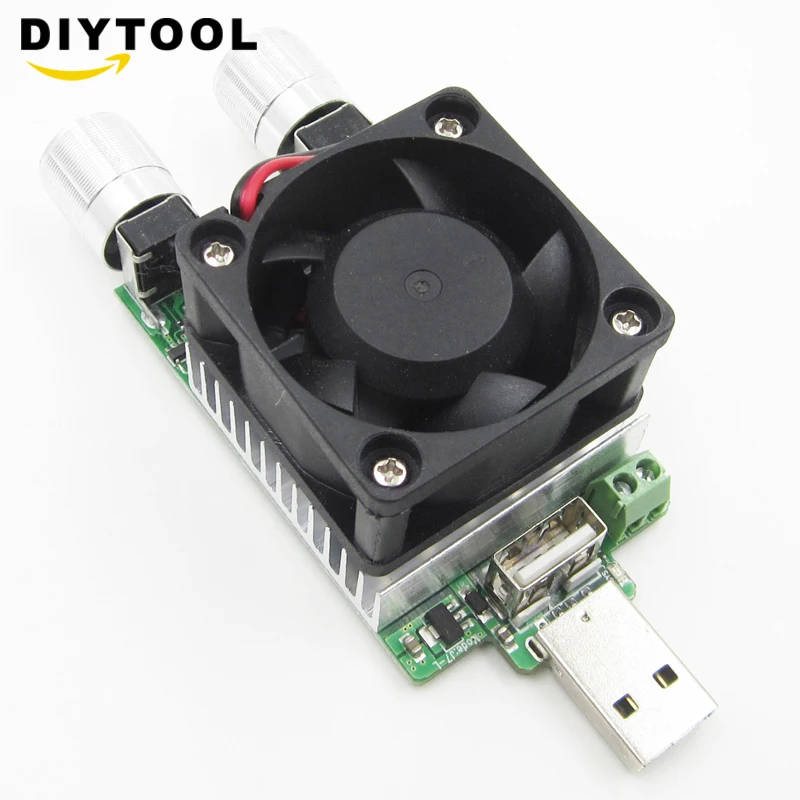 

35W 3V-21V Adjustable USB Load Battery Discharge Capacity Tester w/Cooling Fan