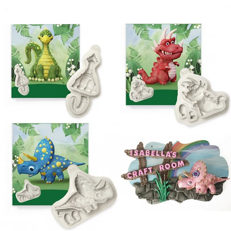 

New 3kinds Dinosaur Mold Dinosaur Party Silicone Cake Mold Fondant Cake Decorating Tools Cake Tools Silicone Mold for Kids Party