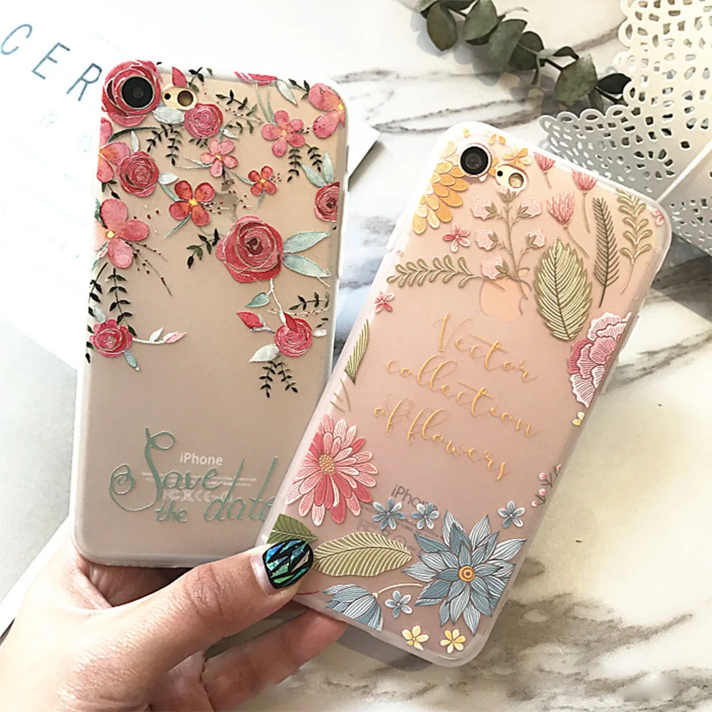 

KISSCASE Cases For iPhone 5S 5 SE X XS Max Cover 3D Relief Floral Embossed TPU Silicon Shell For iPhone 6S 6 7 8 Plus XR Cases