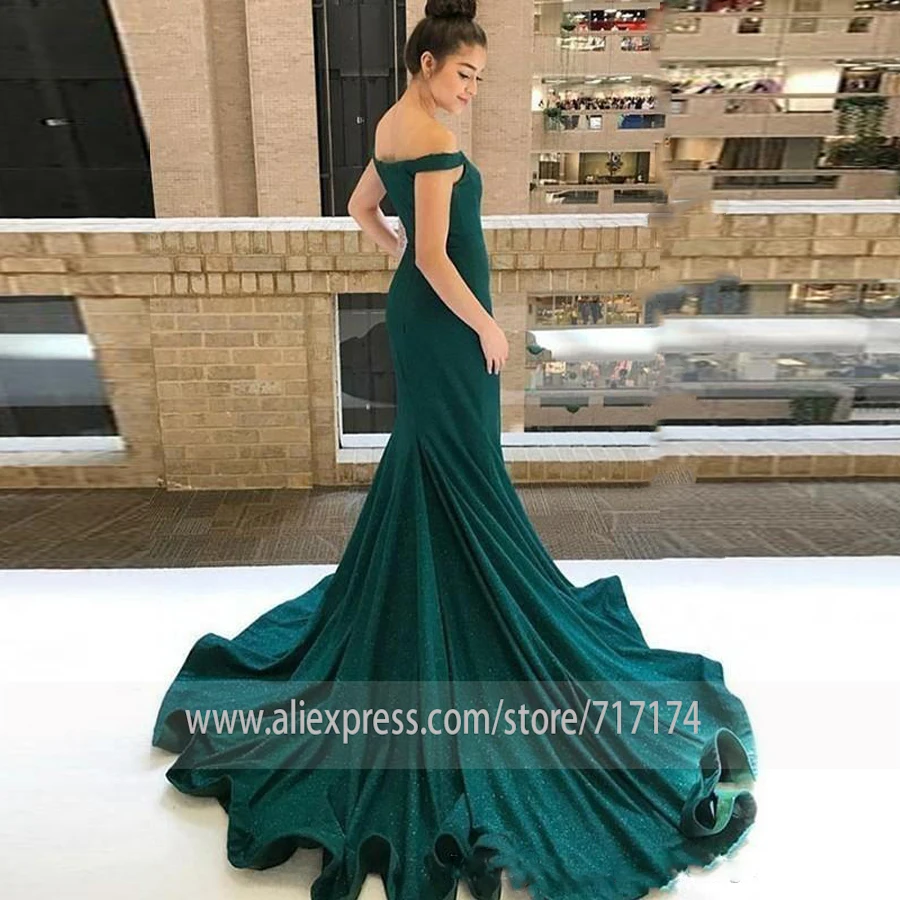 Элегантное арабское темно-зеленое вечернее платье русалки с блестками, с открытыми плечами, с рюшами, длиной до пола, Вечерние Выпускные платья вечерние платья