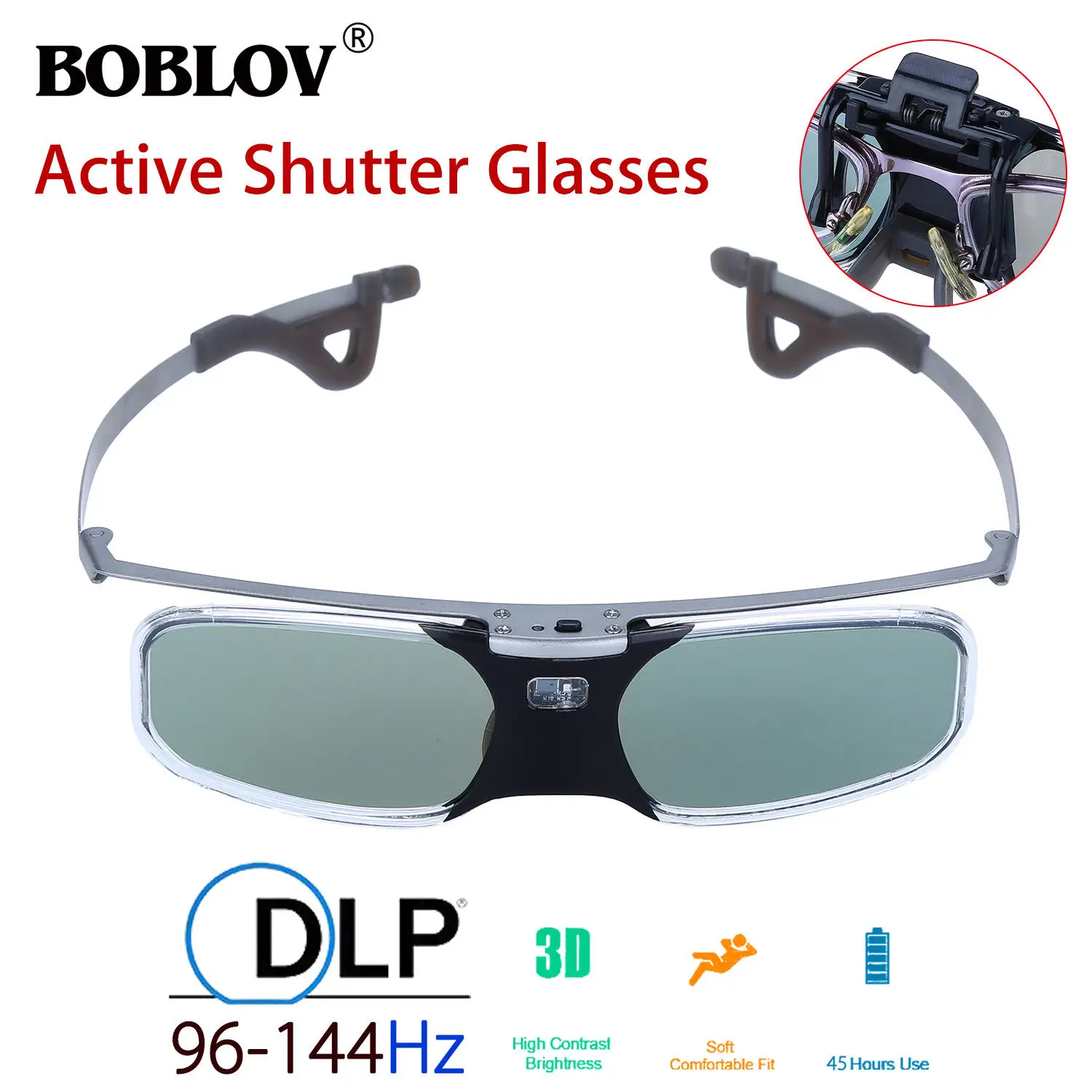 BOBLOV RX 30 3D DLP Link 96 144 Гц очки с активным затвором 8 м Перезаряжаемый для проектора|3D