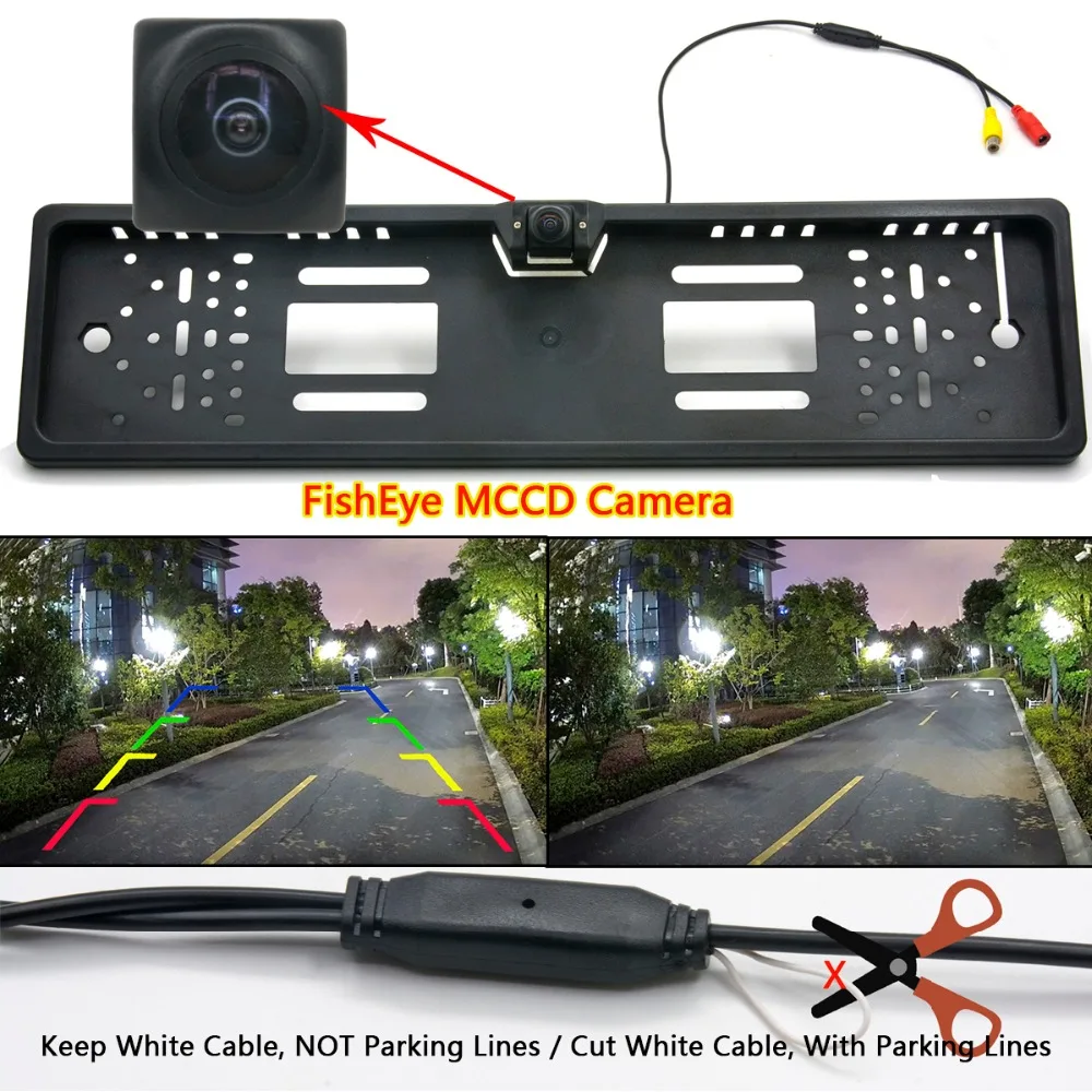 

Car License Plate Frame Fisheye MCCD 1080P Starlight Rear View Camera For European Cars EU Number Frame Backup Reverse Camera