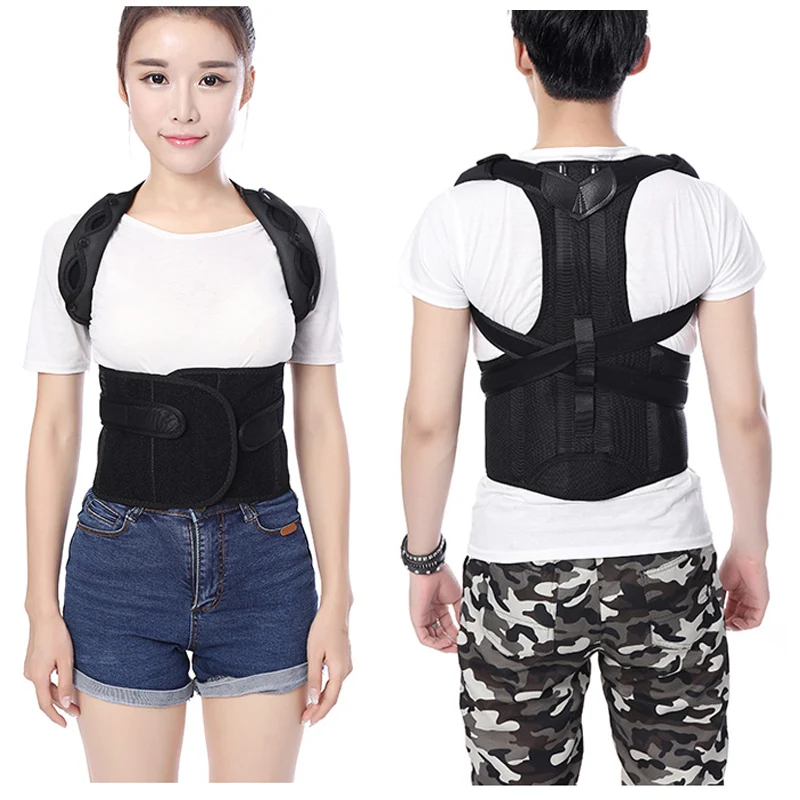 

JORZILANO Adjustable Babaka Back Posture Corrector Brace Black Back Shoulder Support Belt Posture Correction Belts for Men Women