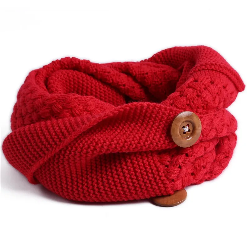 Модный зимний теплый шарф с 3 кнопками, вязаный шарф-кольцо, воротник, бесконечность, шарфы, шаль для женщин, Новое поступление NQ985056