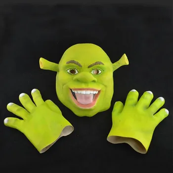 

Movie Character Full Head Latex Masks Green Cosplay Party Mask With Gloves Halloween Masquerade Cosplay Costumes Props