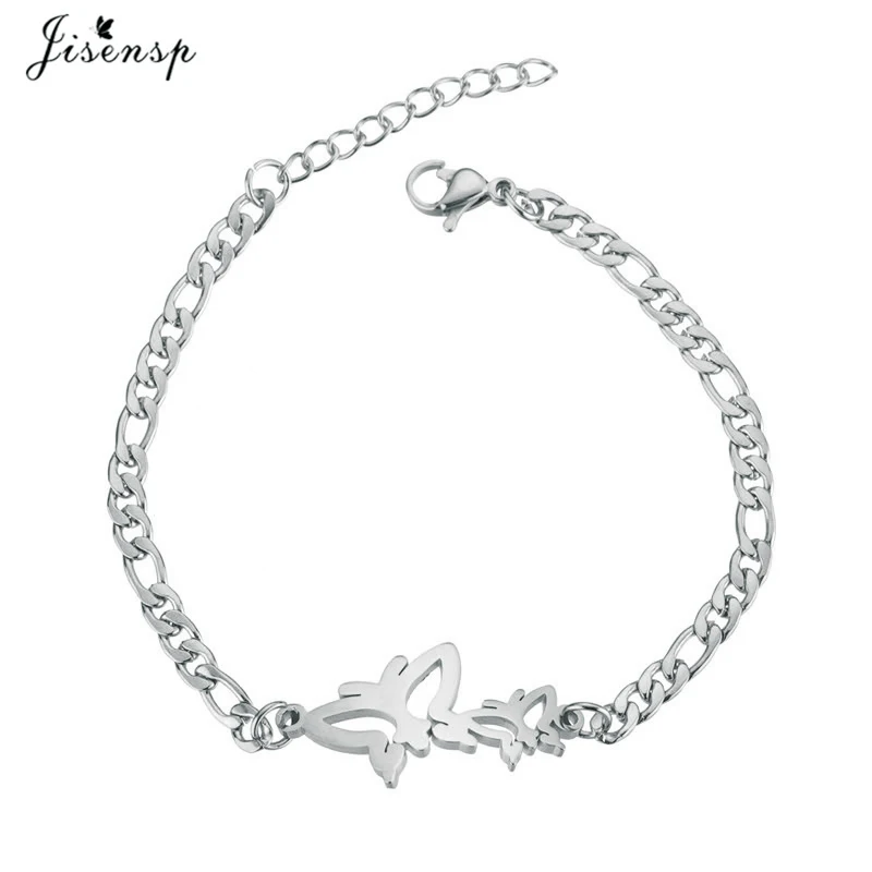 Jisensp браслеты с бабочками, слонами, браслеты с животными, цепочка, браслет, женские браслеты из нержавеющей стали, аксессуары для женщин - Окраска металла: SL149S