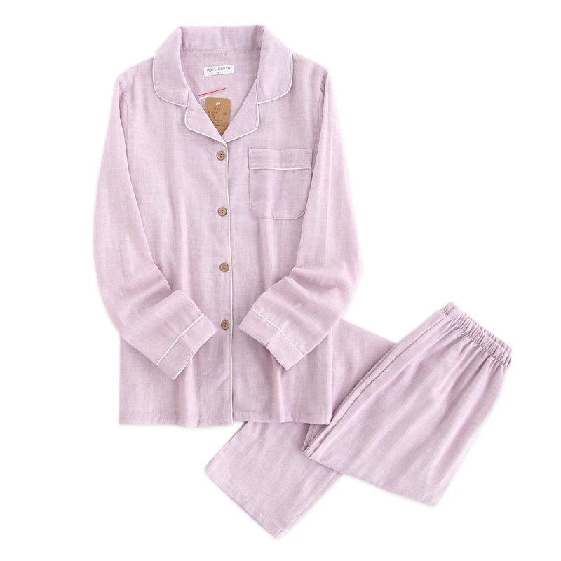 Achat Qualité 100% coton gaze coton Couples pyjamas ensembles femmes et hommes vêtements de nuit à manches longues frais doux exquis pyjamas femmes