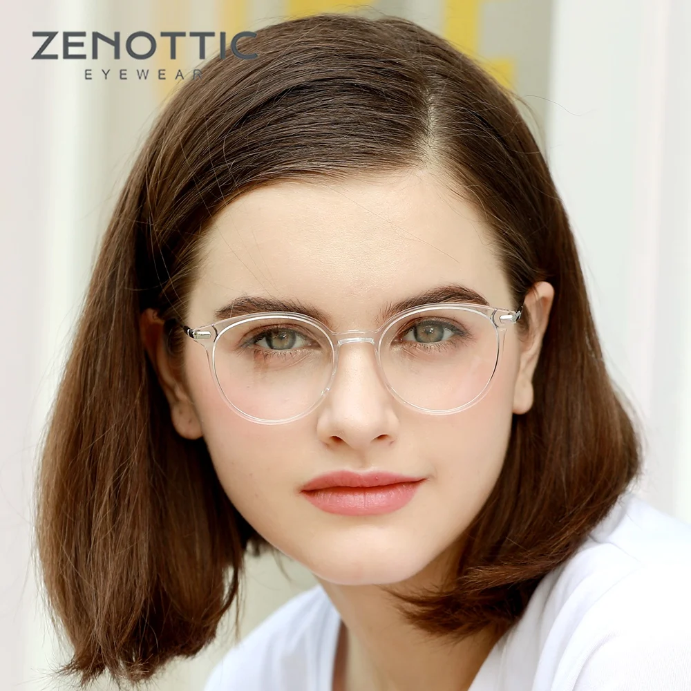 

ZENOTTIC Anti-Blue-Ray Prescription Glasses for Women Retro Round Glasses Frame Optical Myopia Hyperopia Photochromic Eyeglasses