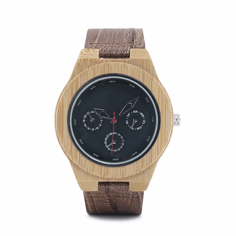 BOBO BIRD Brand Designer Bamboo Wood Watch Men Soft Cork Leather Band Watches Wristwatch Auto Date Calendar Accept Logo