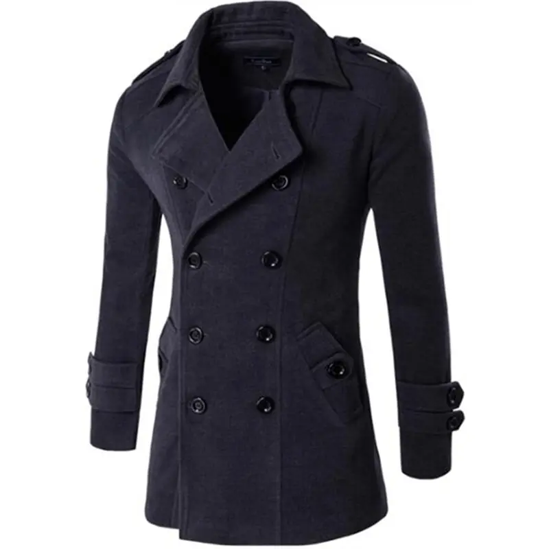 Дропшиппинг, мужской Тренч в британском стиле, верхнее пальто, мужской длинный Тренч, Мужская одежда, классическое двубортное пальто - Цвет: Темно-серый
