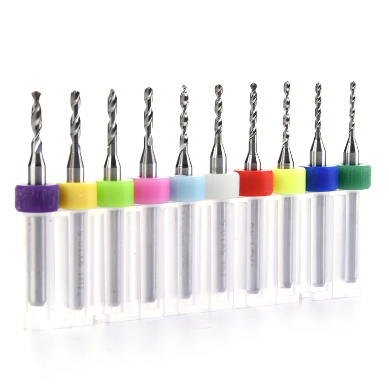 

10pcs PCB Mini Drill Bit Tungsten Carbide Mini Engraving Woodworking Drilling Set 1.1-2.0mm For Hand Tools