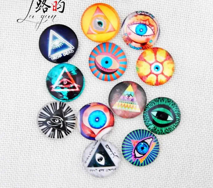 

Wholesale 19style flat back Round Glass Dragon Cat Eyes Cabochon Charms Accessory Glass Cabochon Horse Eyes Cat Pattern Crafts