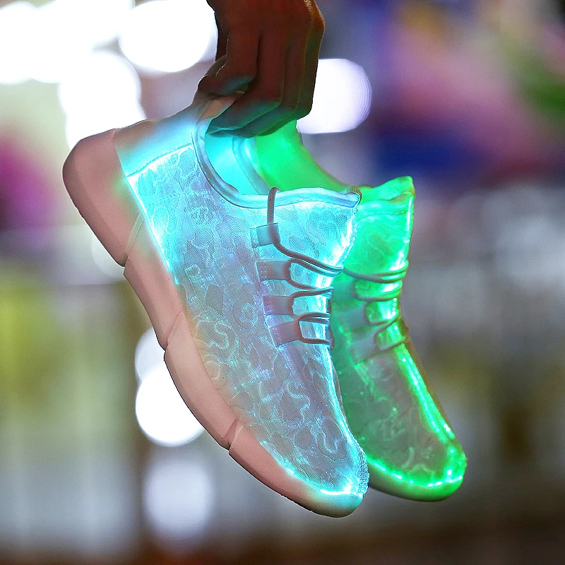 New 2019 spring Led Fiber Optic Shoes women USB Recharge glowing shoes