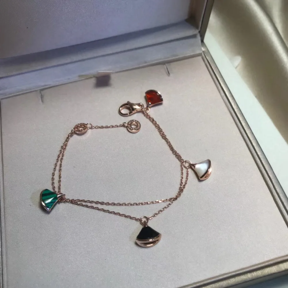 

Brand Pure 925 Sterling Silver Jewelry For Women Mother Shell Pearl Fan Bracelet Wedding fine White Red Color 4 Fan bracelet