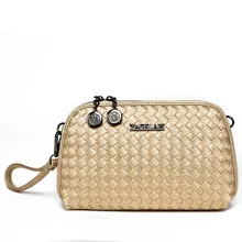 Envío de la nueva marca de moda de las mujeres solo bolso de hombro de la señora embragues feminina cuero tejer pulseras