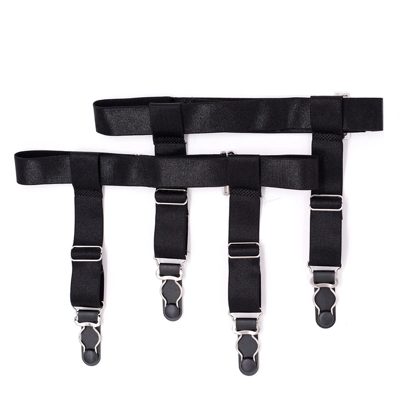 2.0cm width black nylon garters Double Layer Leg Garters Stretchy Thigh