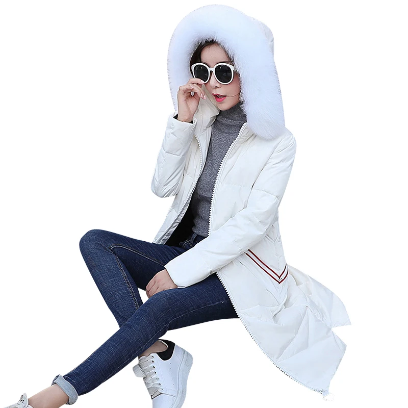 

European American 2017 Winter Jacket Women's High-end Fashion New Down Jacket With Long, Heavy Coat Fox Fur Jacket Coat