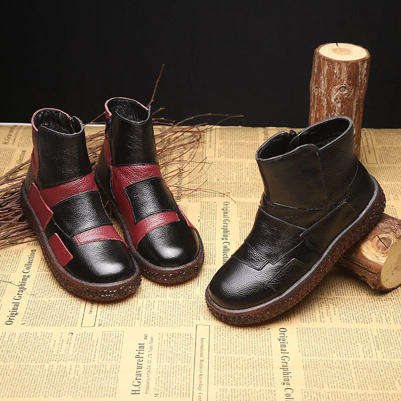 PEIPAH/женские ботинки; зимние женские ботильоны на молнии и плоской подошве; Плюшевые ботинки «Челси» в стиле ретро; bottine femme
