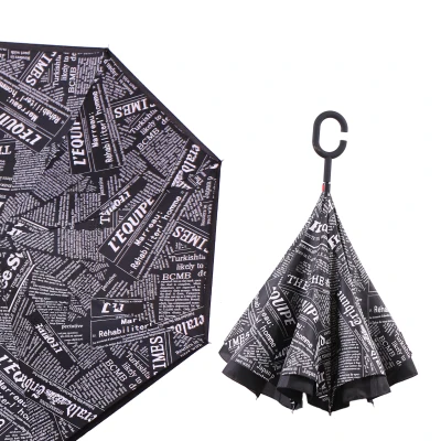 Складной обратный зонтик двойной слой перевернутый ветрозащитный дождь автомобиля зонты для женщин S1004