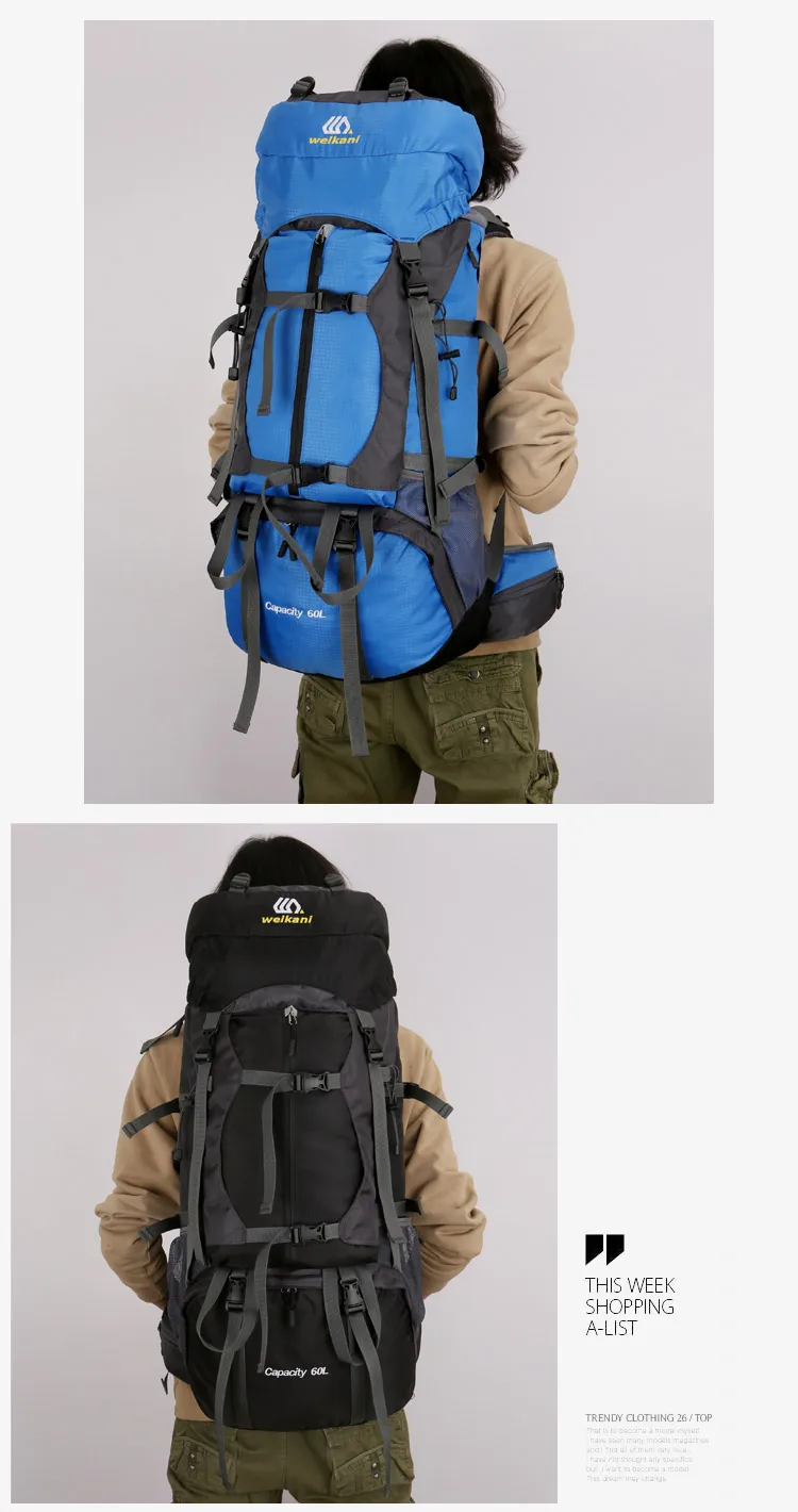 60л Открытый Нейлоновый походный рюкзак, походная сумка для альпинизма, сверхлегкая Спортивная дорожная посылка, брендовый ранец, рюкзак, сумки на плечо