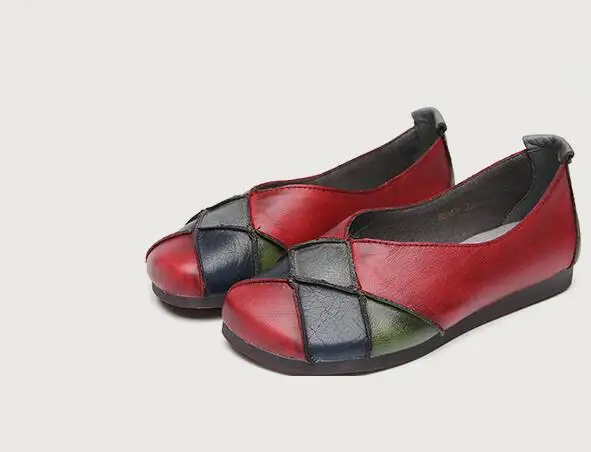 Xgravity микс Цвет на плоской подошве; обувь; элегантная обувь из натуральной кожи; квадратный носок Туфли без каблуков Дамская мода Для женщин Повседневное Обувь в этническом стиле S046