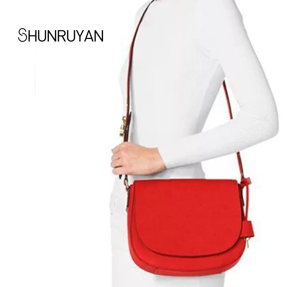 SHUNRUYAN модная женская сумка с замком, седельная сумка, раскладушка, женская сумка через плечо с цепочкой