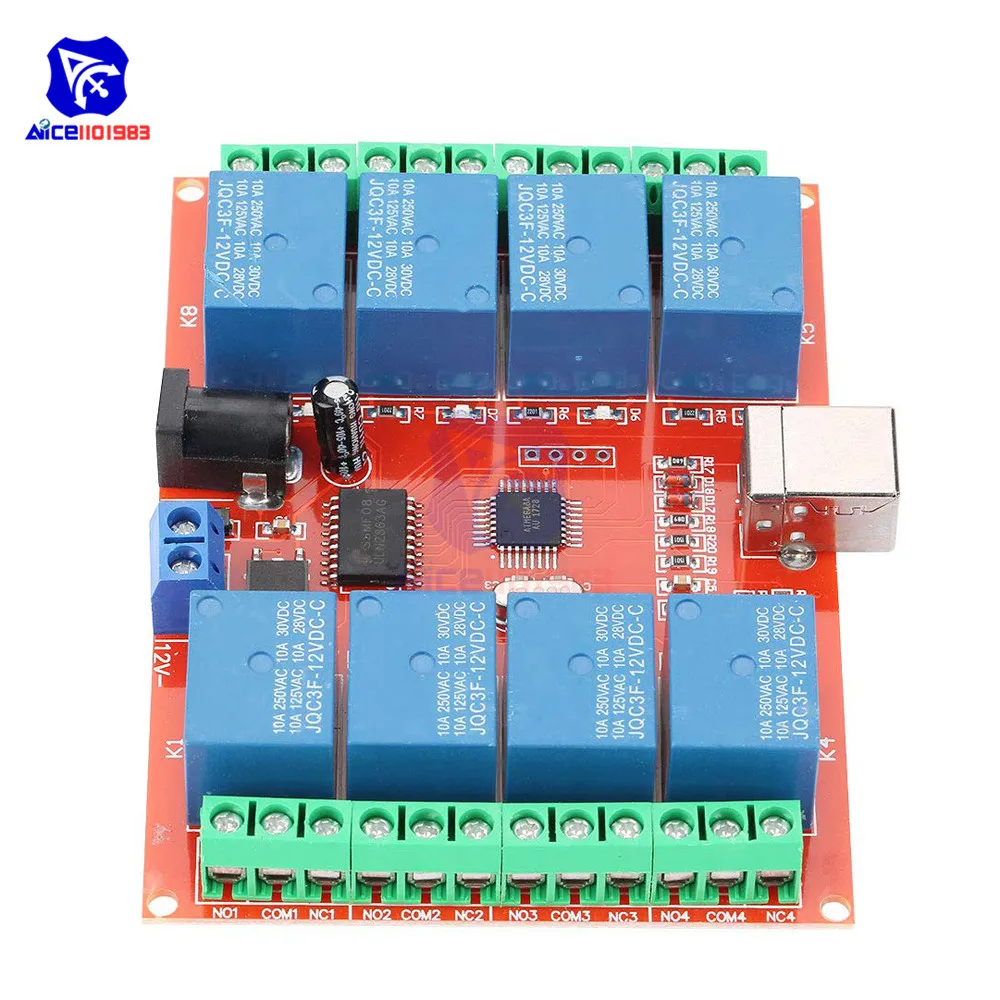12 в пост. Тока 8 канальная релейная плата Type B USB программируемый компьютер