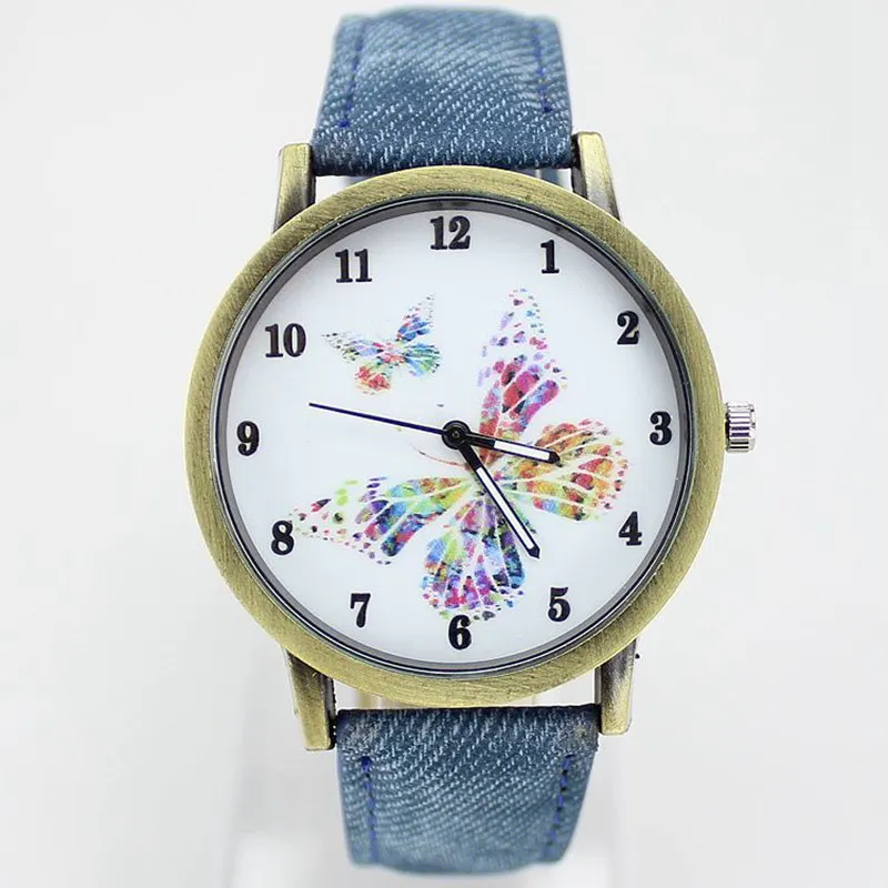 

Hot Selling 6 Color Fashion Casual Watch Leather Strap Quartz Wrist watch Butterfly Retro Dress Women Watches Relojes Mujer 2016