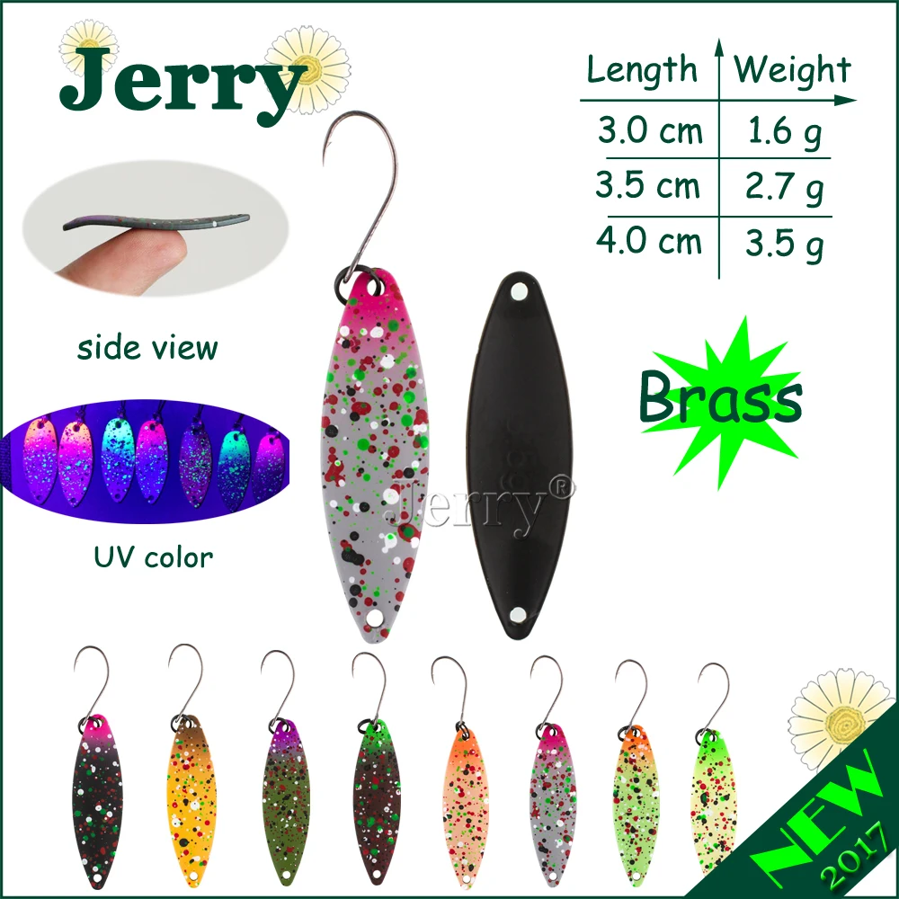 

Jerry 1pc 1.6g 2.7g 2.5g brass area trout spoons freshwater fishing lures ultralight fishing spoon