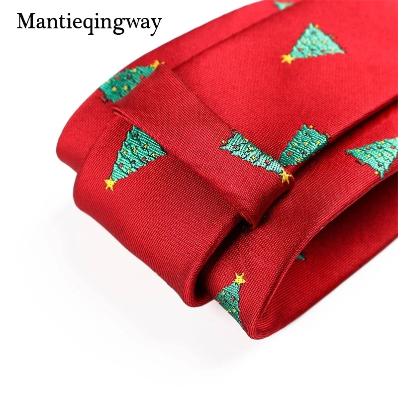Mantieqingway рождественские мужские галстуки на шею с рисунком снежинки, Полиэстеровые галстуки на каждый день, деловые, свадебные галстуки на шею с елкой