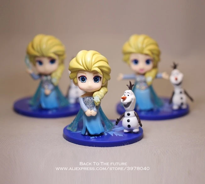 Disney Frozen Princess Elsa 8cm 3pcs/set Action Q version Figure Model Anime Mini Decoration PVC Collection Figurine Toys model