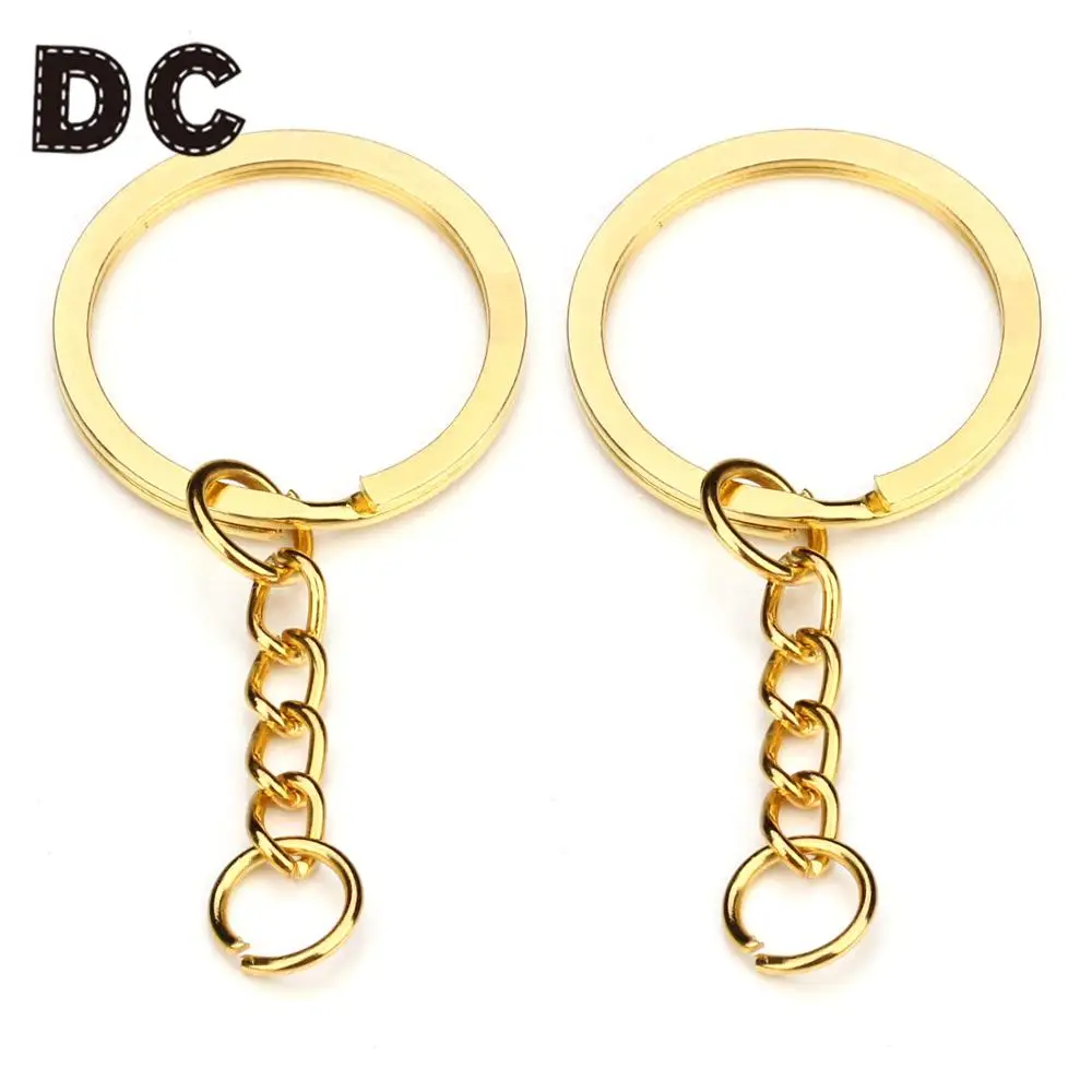 20/30 pcs/lot Key Chain Key Ring Bronze Rhodium Gold Color 28mm Long Round  Split Keyrings Keychain Jewelry Making Wholesale