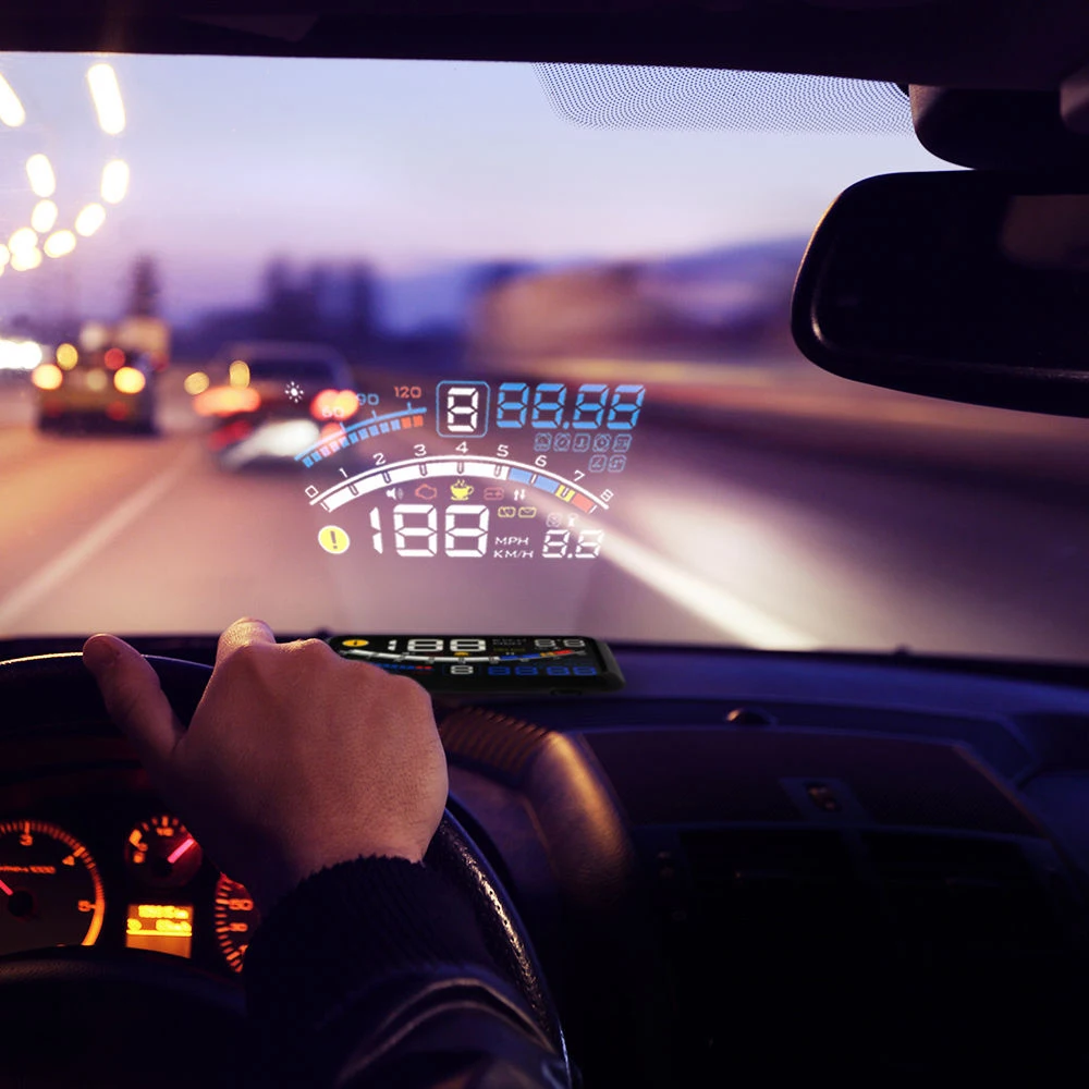 5.5in Универсальный Автомобильный HUD цифровой спидометр лобовое стекло проектор Авто параметры вождения проекция превышение скорости Предупреждение