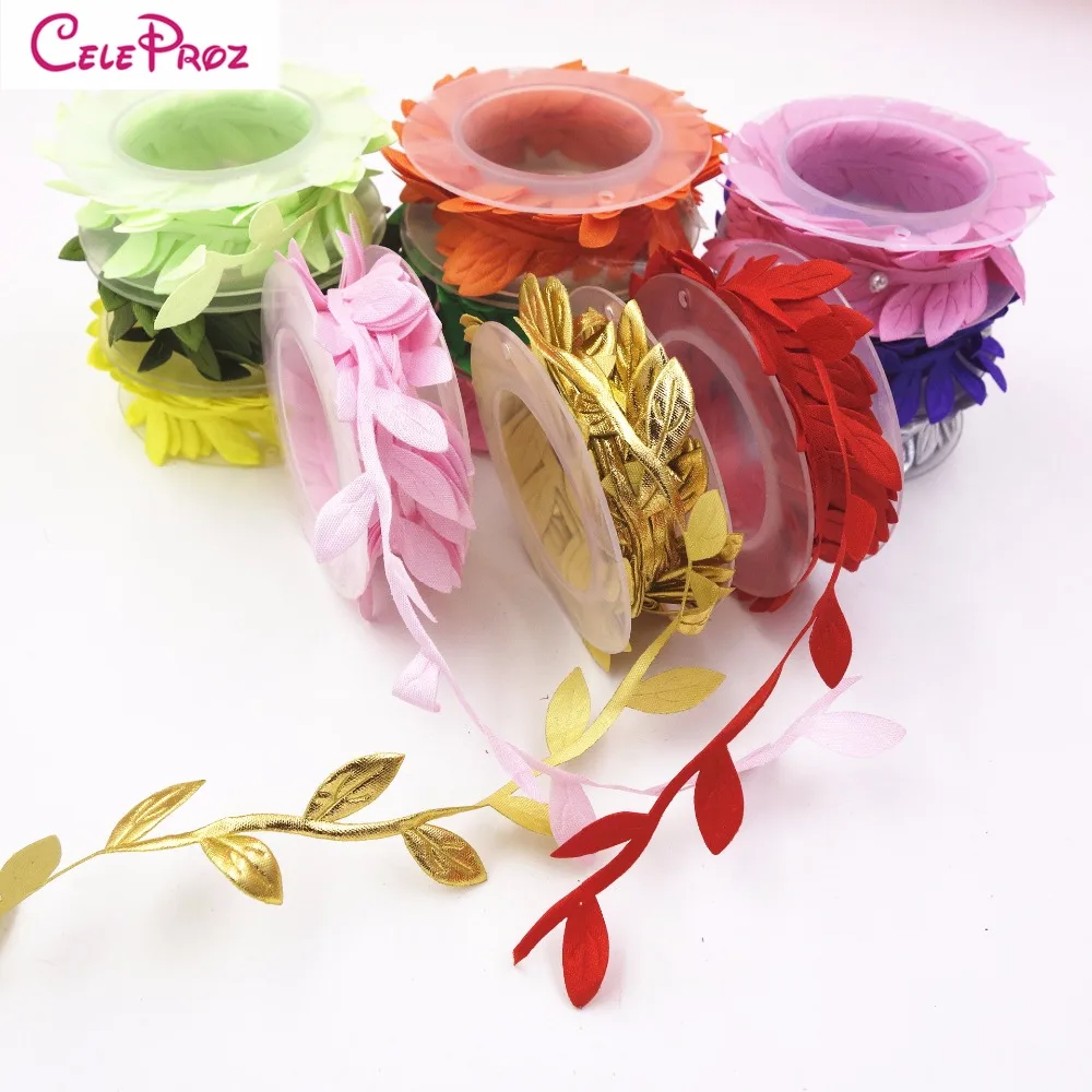 

2M/PC Satin Leaf Lace Ribbon Trimming Leaves Garland Leaf Rattan Ribbons DIY Sewing Felt Garlands Garment Kraft Fabric Appliques