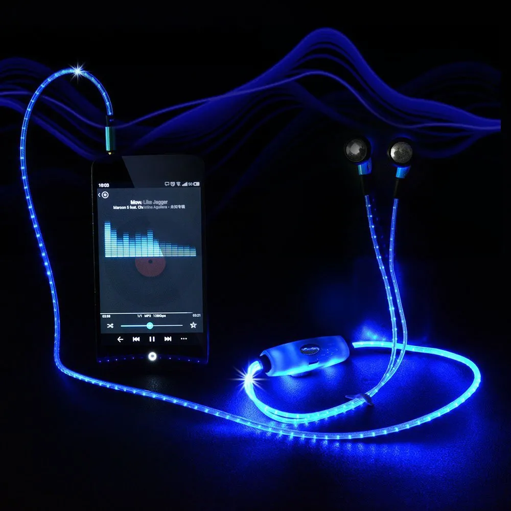 EXRIZU Sport LED Light Flashing Pulse Glow Earpiece Glowing Cable