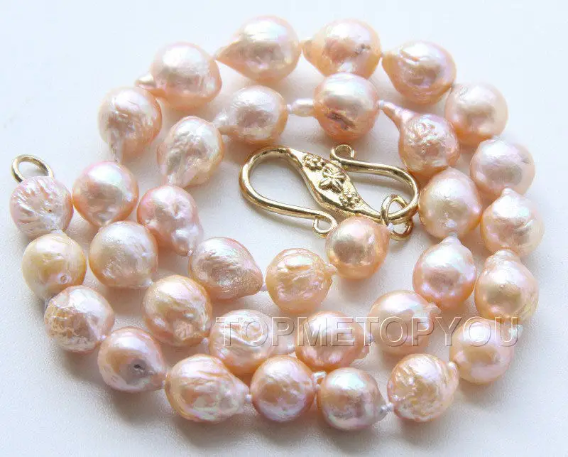 

Free shipping hot sale Women Bridal Wedding Jewelry >>beautiful! 11mm Natural pink Reborn Keshi pearls necklace E2211