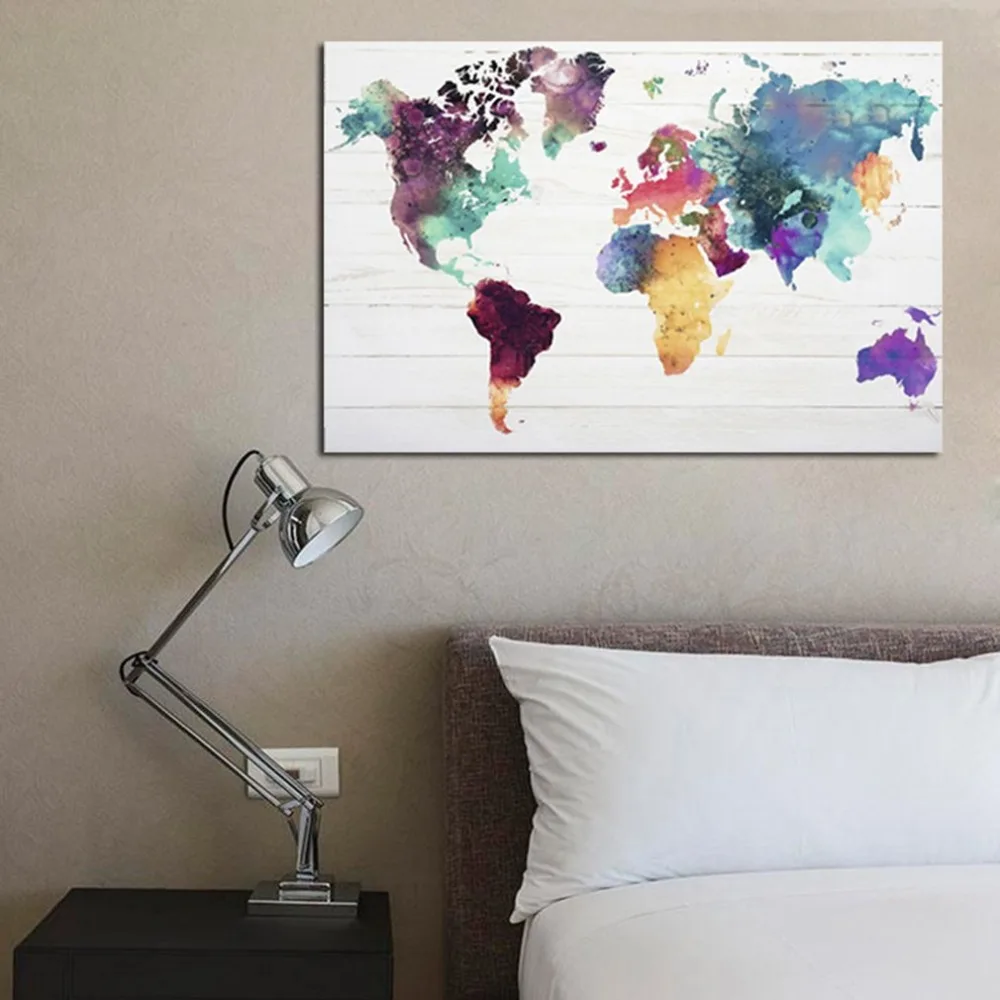 

Colorful Map Of The World Of Print On Painting Canvas World Map Abstract Painting Art Of Wall Of Office For Home Decoration